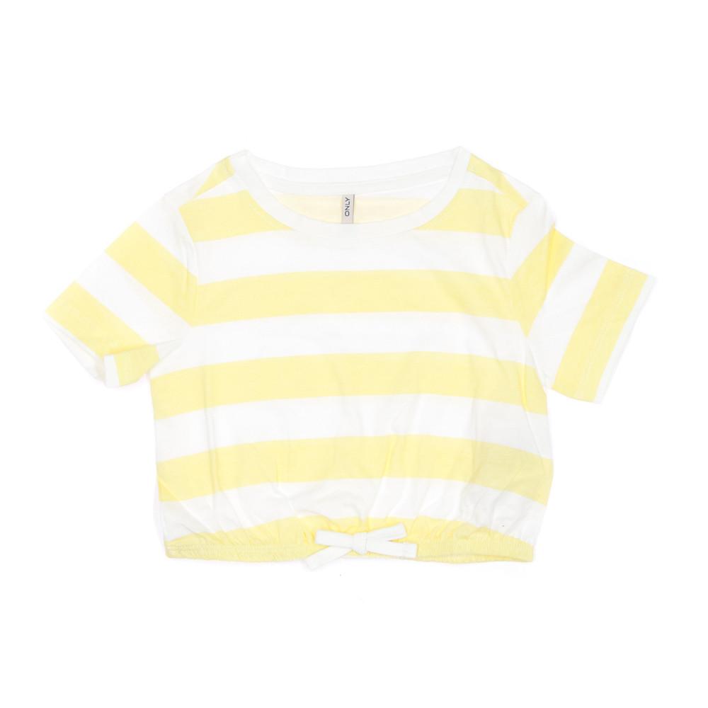 T-shirt Blanc/Jaune Fille Kids Only Knot Stripe pas cher
