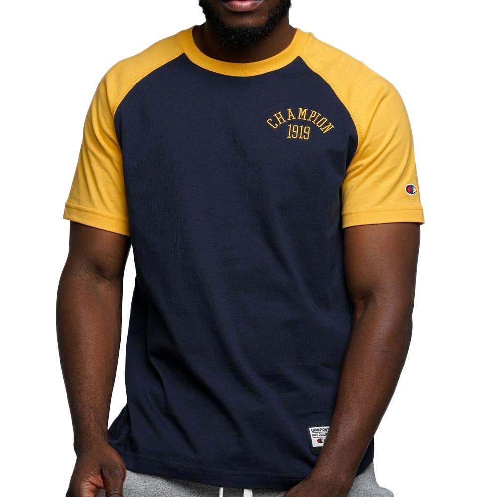 T-shirt Marine/Jaune Homme Champion 216576 pas cher