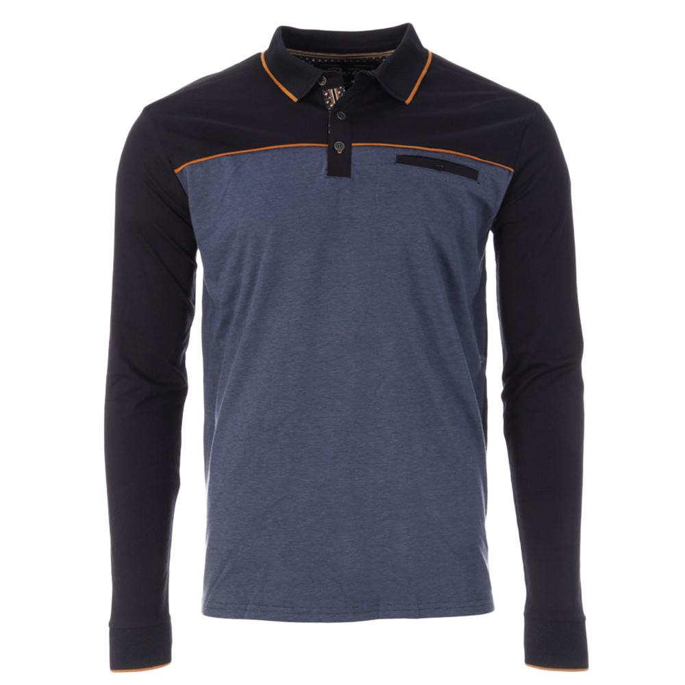 Polo Manches Longues Bleu Homme RMS26 91234 pas cher