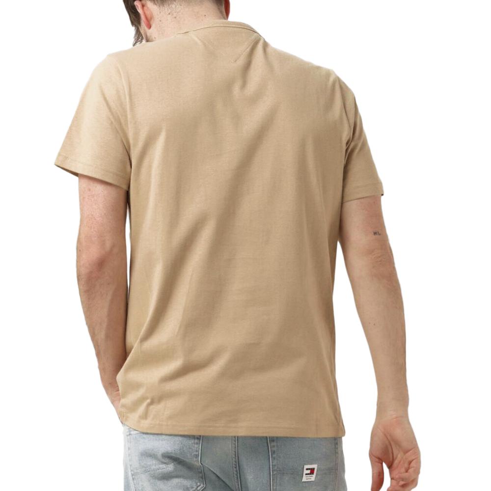 T-shirt Beige Homme Tommy Jeans Slim RIB Detail vue 2