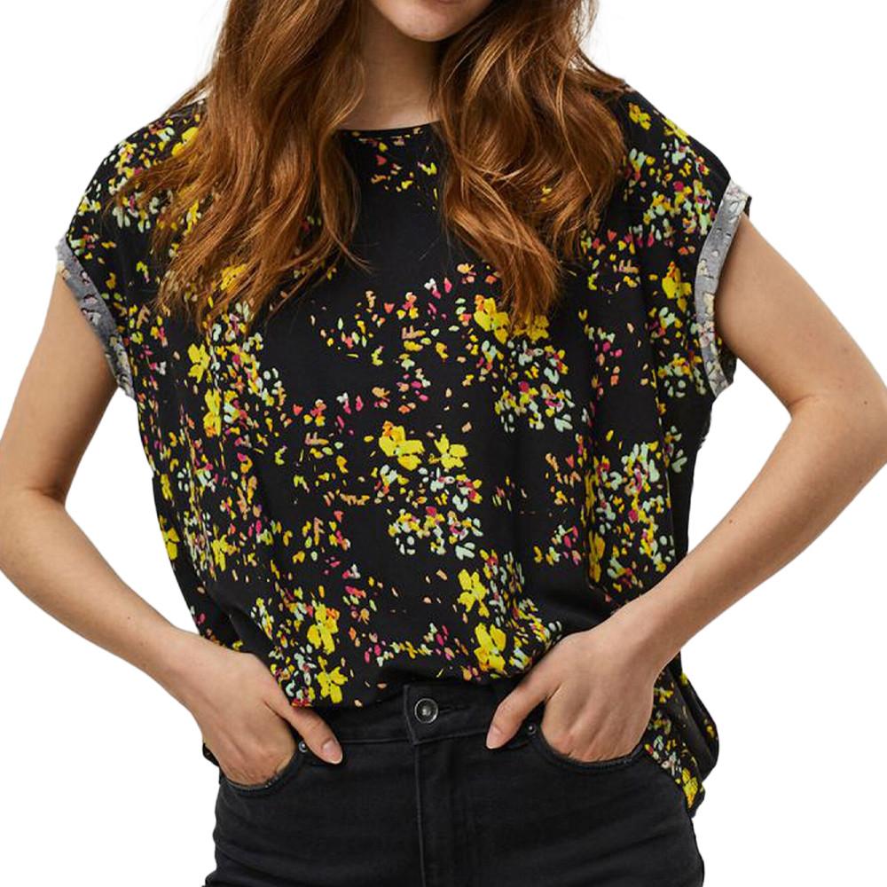 T-shirt Noir à fleurs Femme Vero Moda Ava pas cher