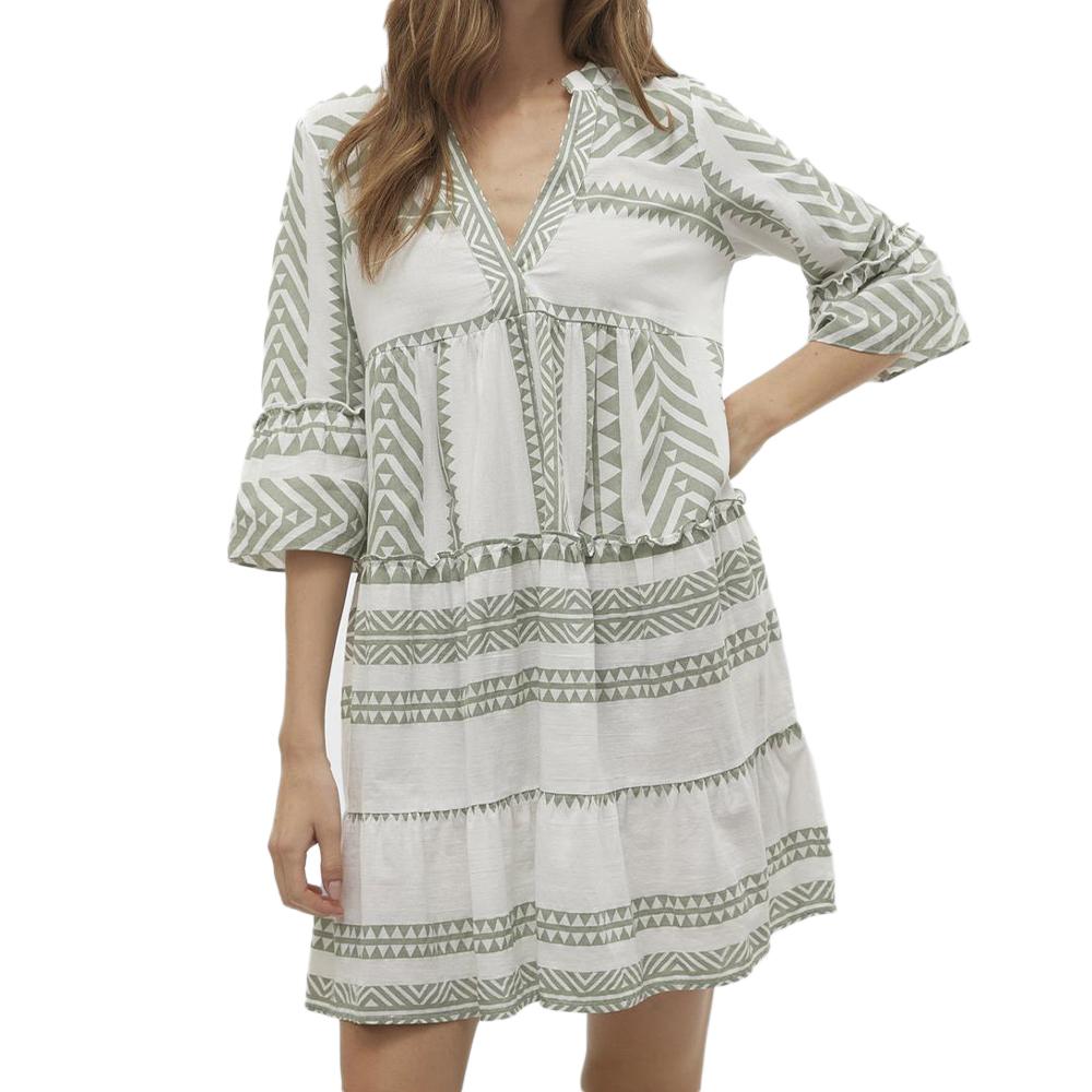 Robe Beige/Vert Femme Vero Moda Dicthe pas cher