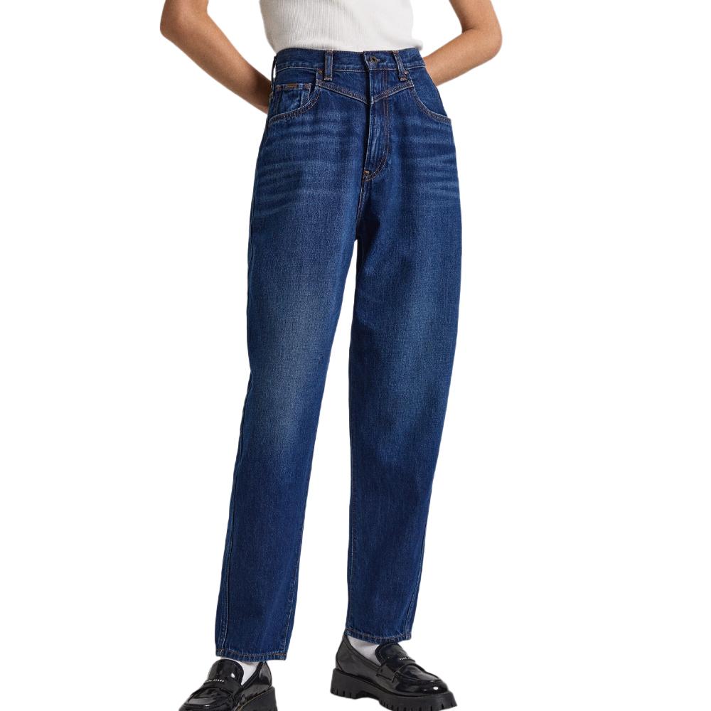 Jean Paper Bag Bleu Femme Pepe jeans Rachel pas cher