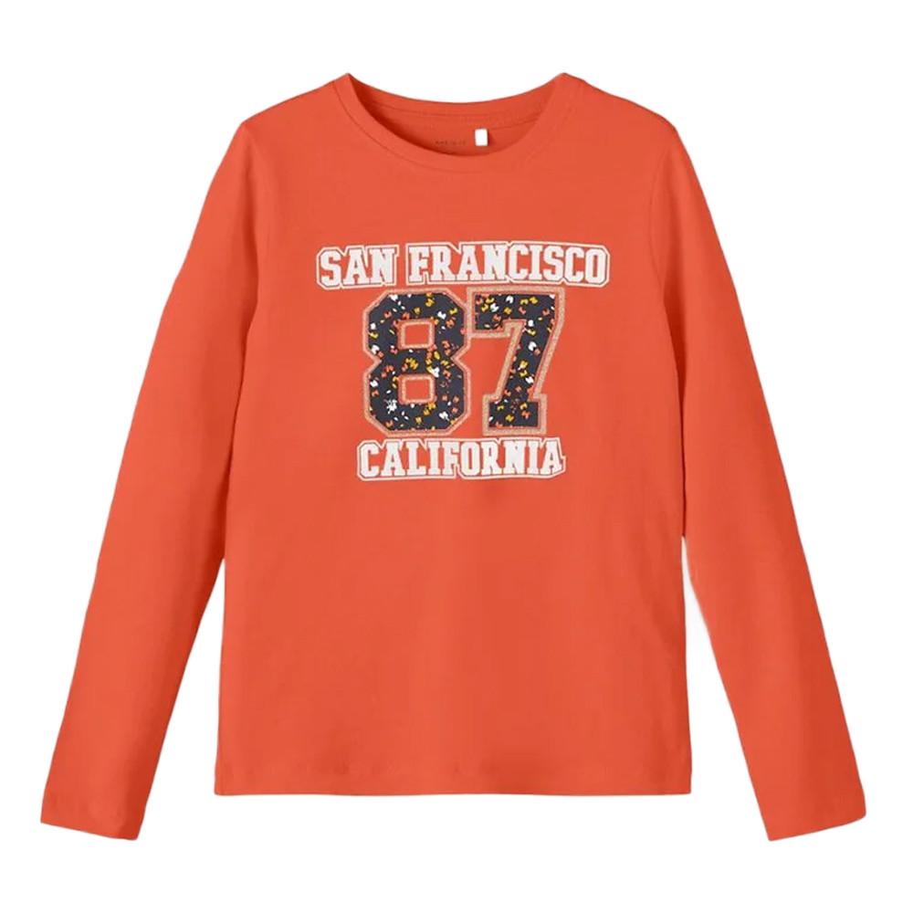 T-shirt Manches Longues Orange Fille Name it Torgun pas cher
