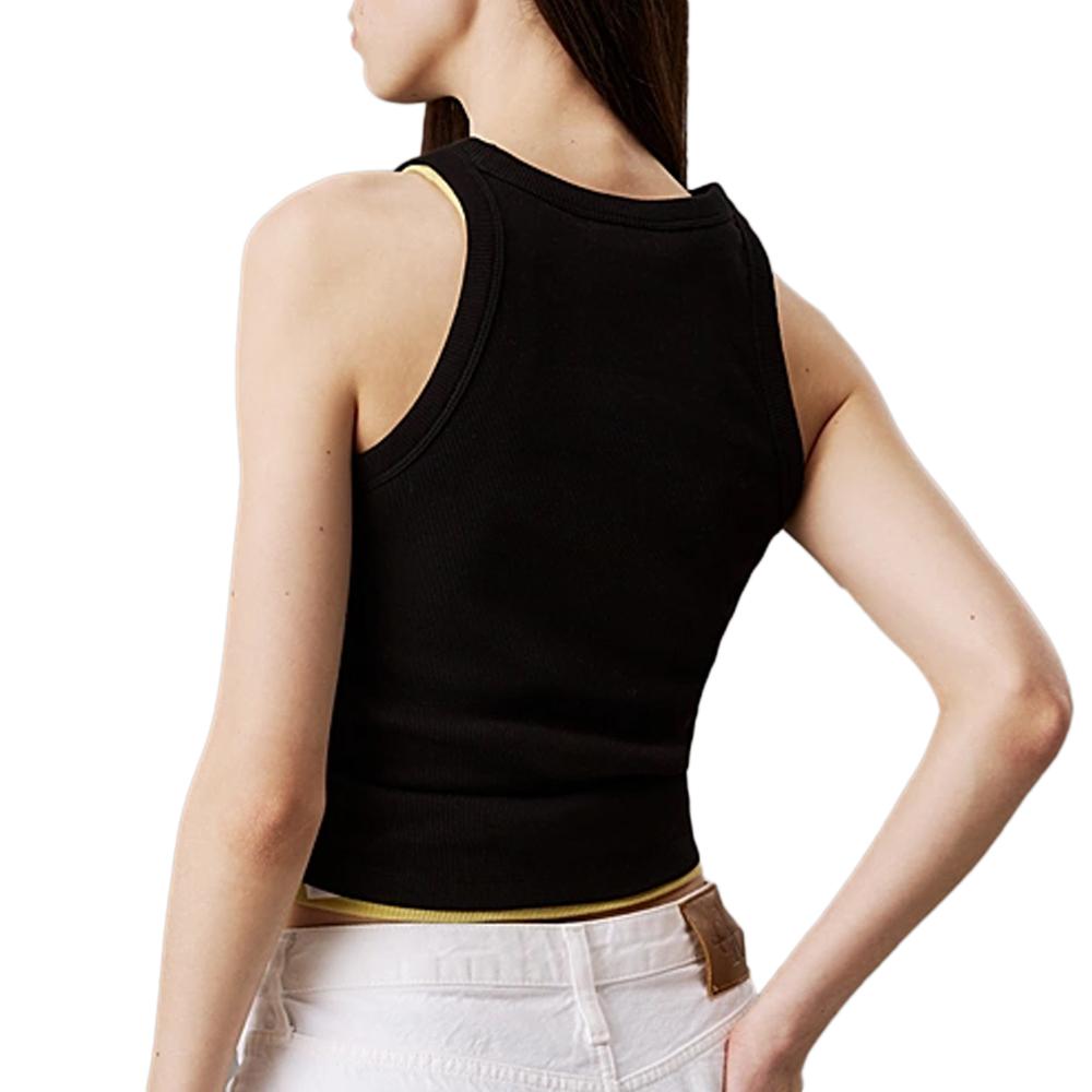 Débardeur Noir Femme Calvin Klein Jeans Monologo vue 2