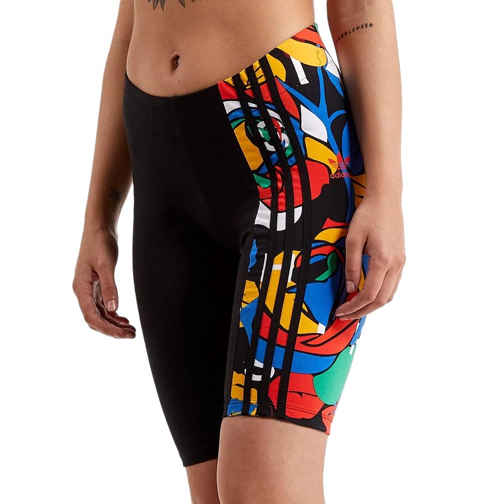 Short Noir/Jaune/Bleu Femme Adidas Cycling pas cher