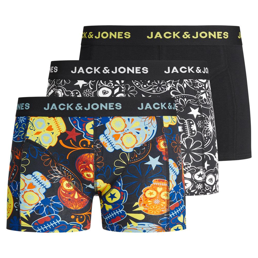 x3 Boxers Noires/Jaunes Garçon Jack & Jones Trunks pas cher