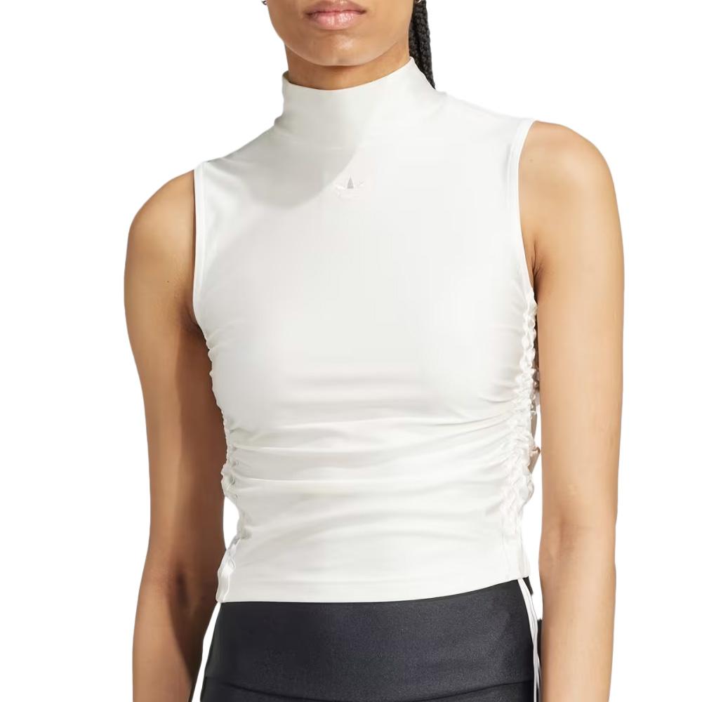 Haut Blanc Femme Adidas Ruched Crop pas cher
