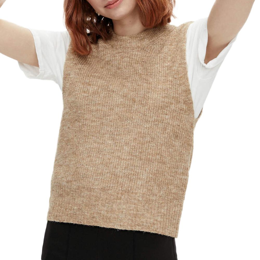 Pull Sans Manches Beige Femme Pieces Ellen pas cher