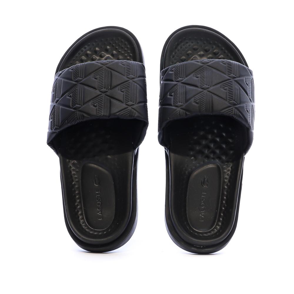 Claquettes Noir Homme Lacoste Serve Slide Dual 1251 vue 3