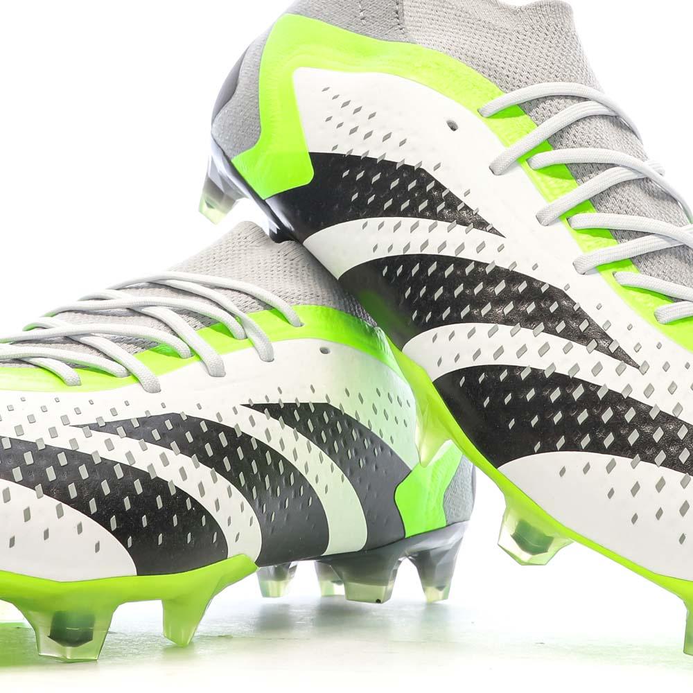 Chaussures de Foot Blanc/Gris/Vert Adidas Predator Accuracy.1 FG vue 7