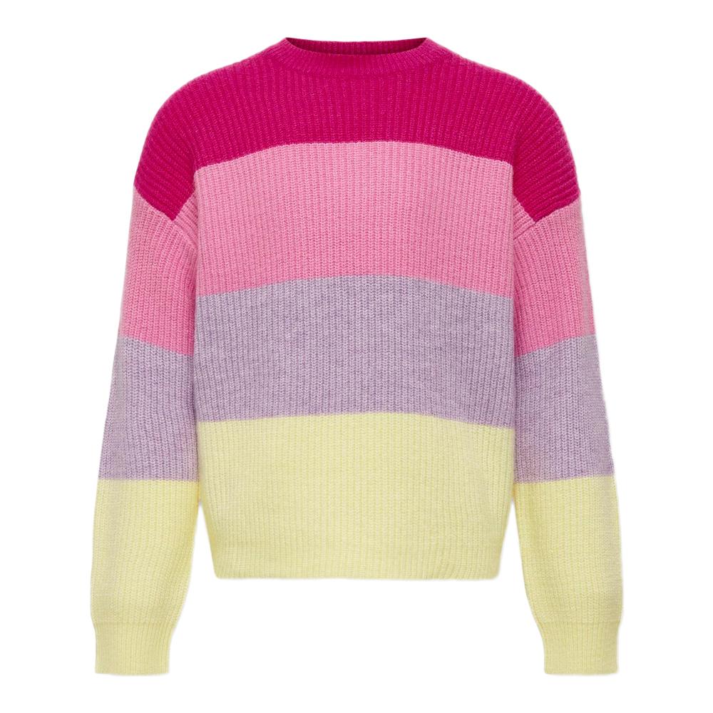 Pull Rose/Jaune Fille Kids Only Stripe pas cher