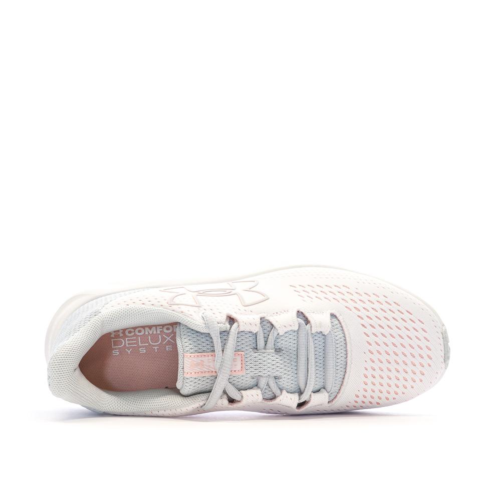 Chaussures de Running Blanches/Bleu/Rose Femme Under Armour Charged Pursuit vue 4