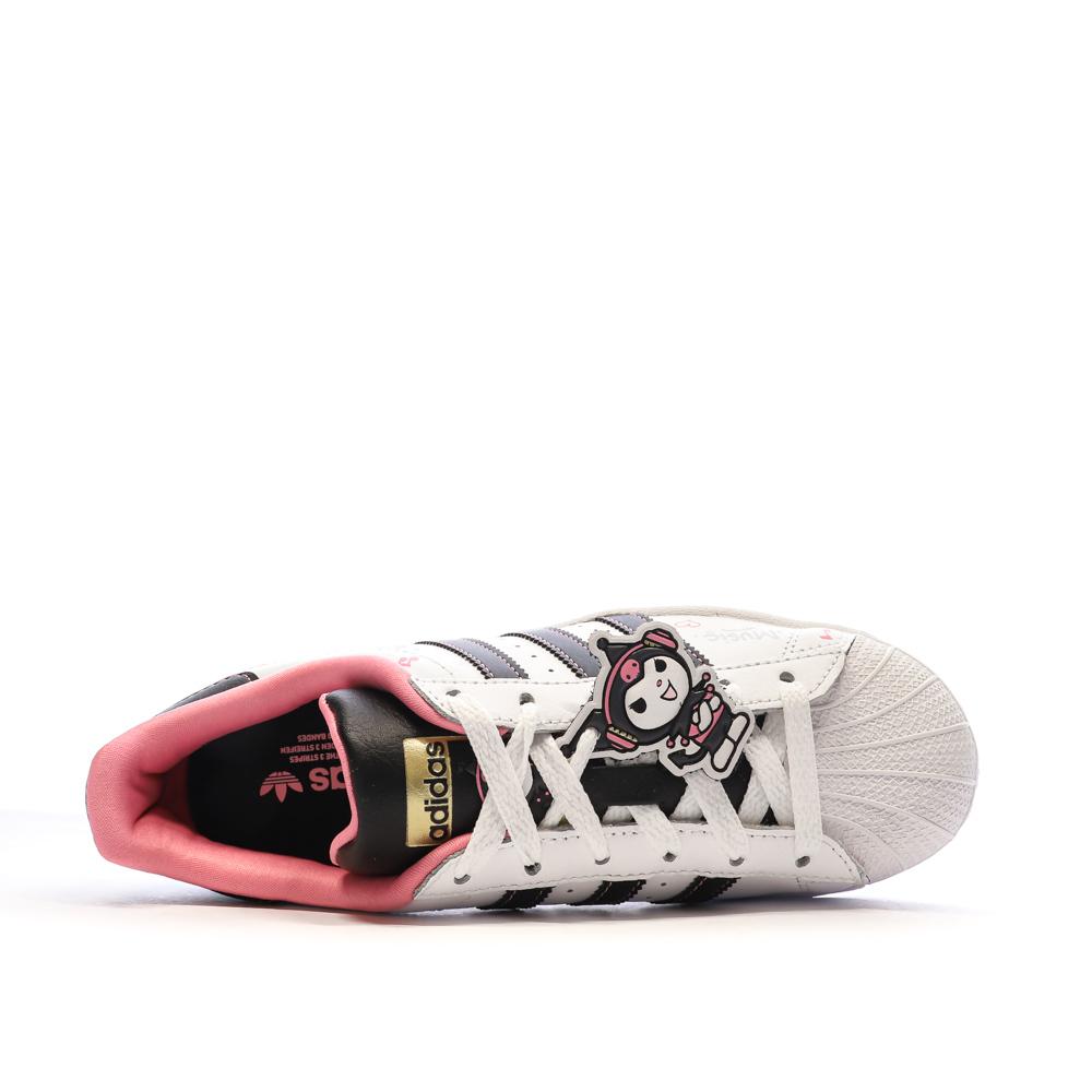 Baskets Blanches/Noires Fille Adidas Superstar vue 4