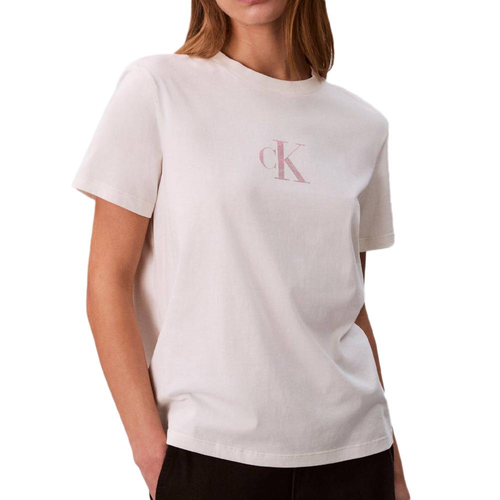 T-Shirt Blanc Femme Calvin Klein Jeans LV047E804G pas cher