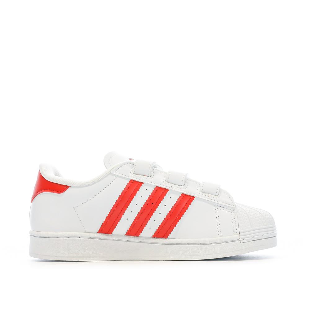 Baskets Blanches/Rouge Fille Adidas Superstar C FZ0643 vue 2