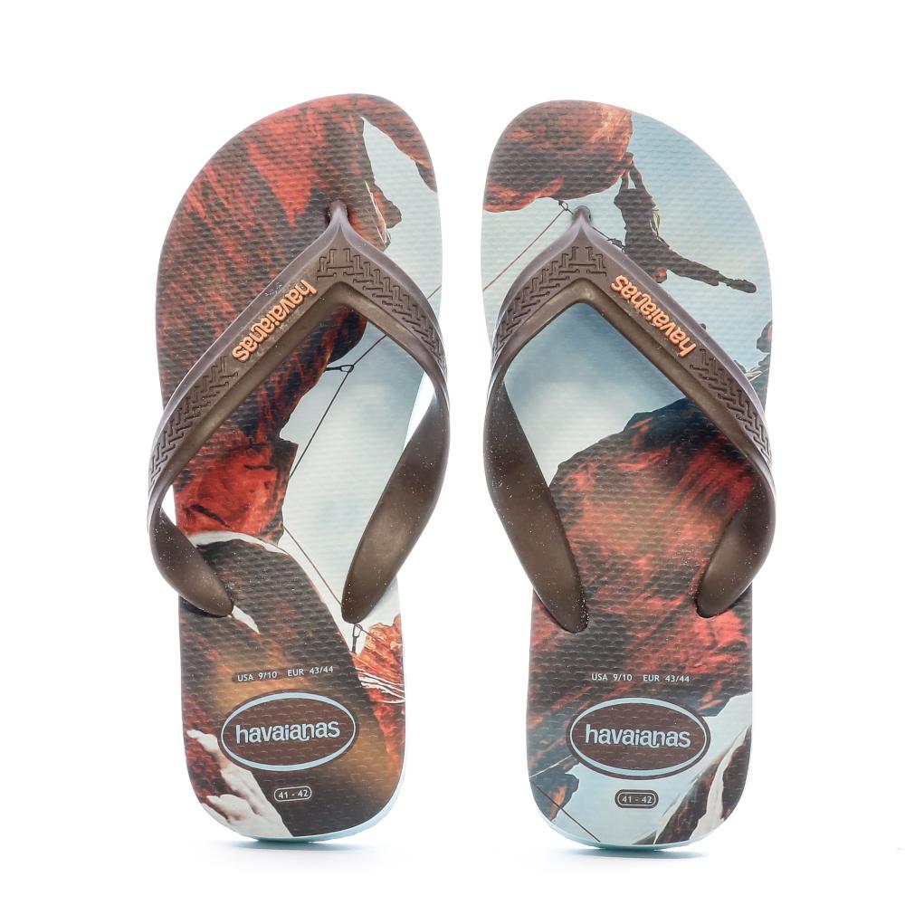 Tongs Marron/Bleu Homme Havaianas Slim Flatform Cruella vue 3
