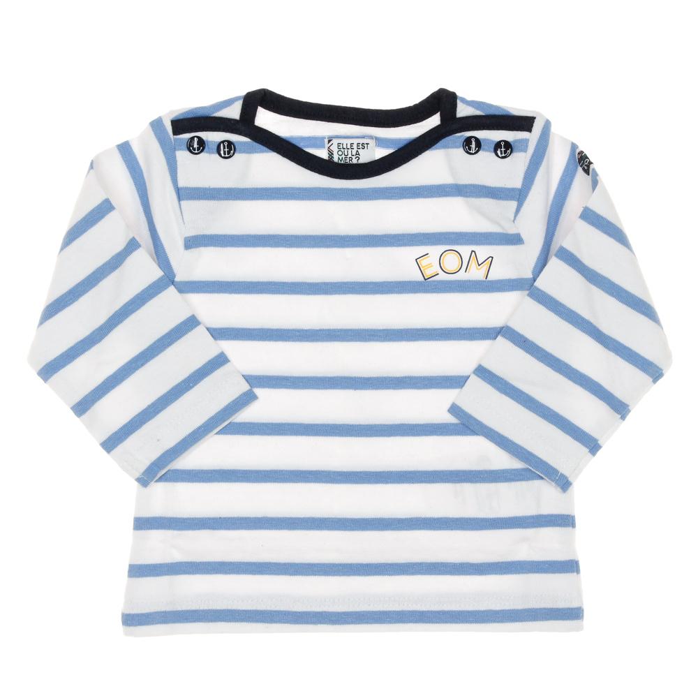 T-Shirt Blanc/Bleu Garçon EOM Eloris Raye pas cher