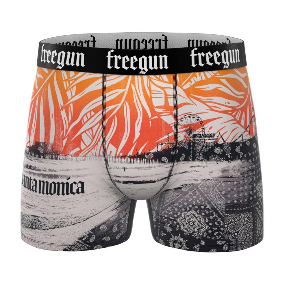 Boxer Gris/Orange Garçon Freegun Santa Monica pas cher