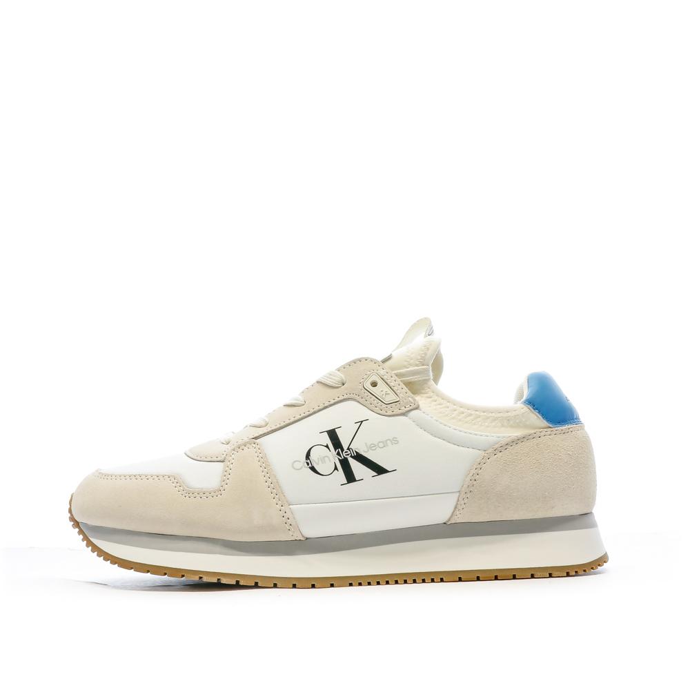 Baskets Blanche/Beige Homme Calvin Klein Jeans Runner Sock pas cher