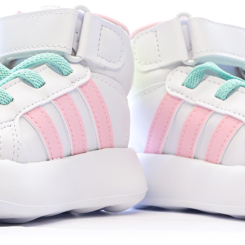 Baskets Blanches/Roses/Turquoises Fille Adidas Grand Court Mid vue 7