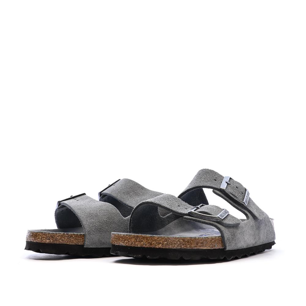 Sandales Grises Mixte Birkenstock Arizona Suede Leather Narrow vue 6