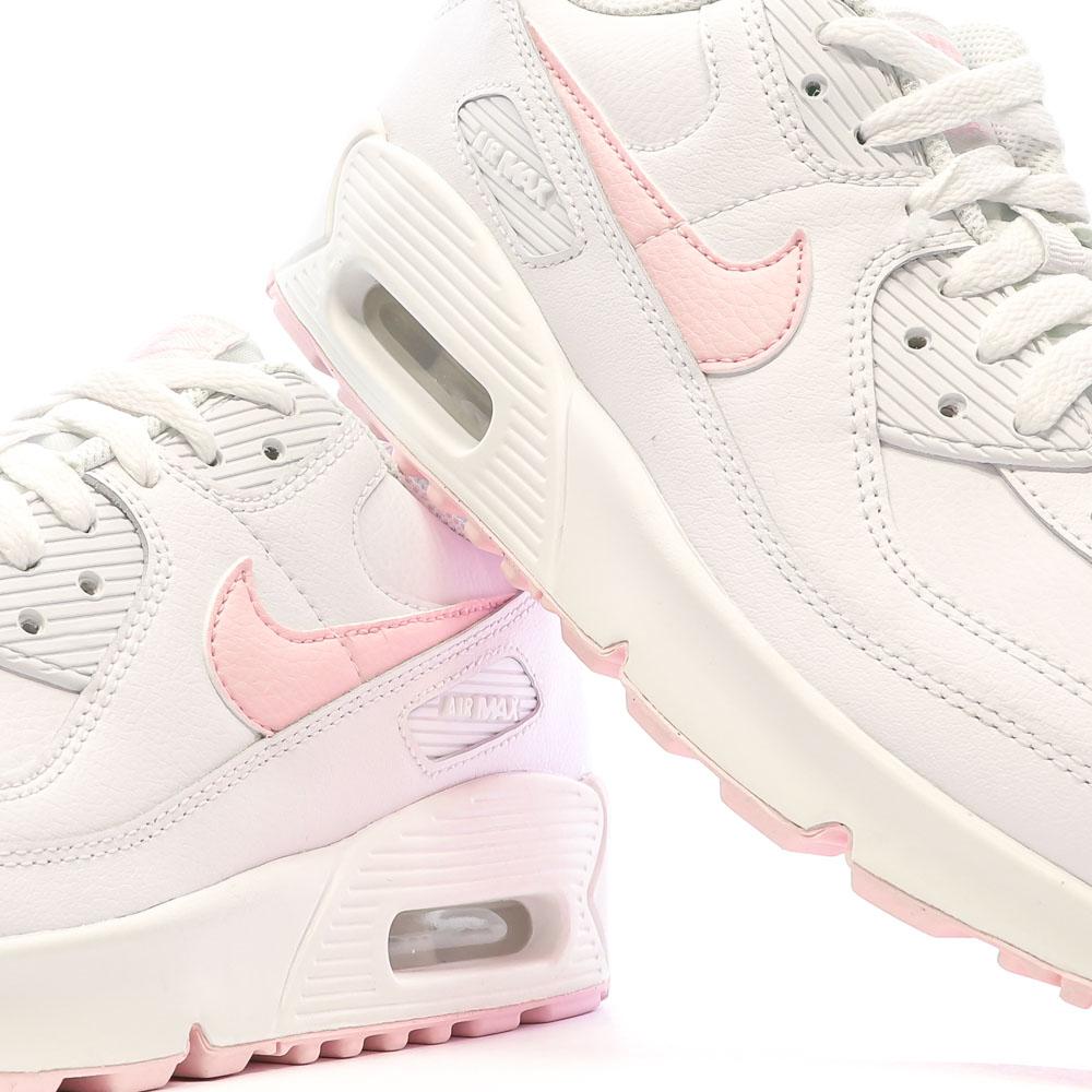 Baskets Blanches/Rose Femme Nike Air Max 90 vue 7
