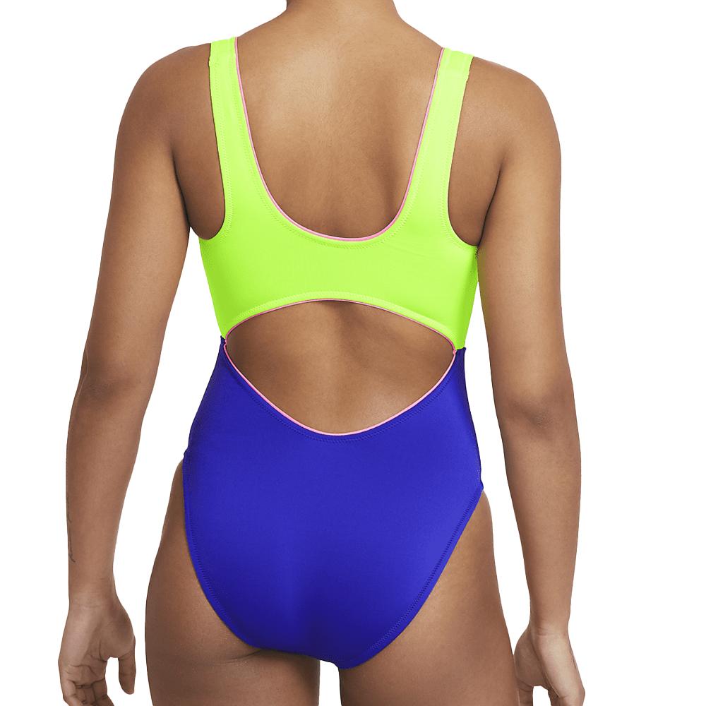 Maillot de bain 1 pièce Jaune/Bleu Femme Nike Cutout vue 2