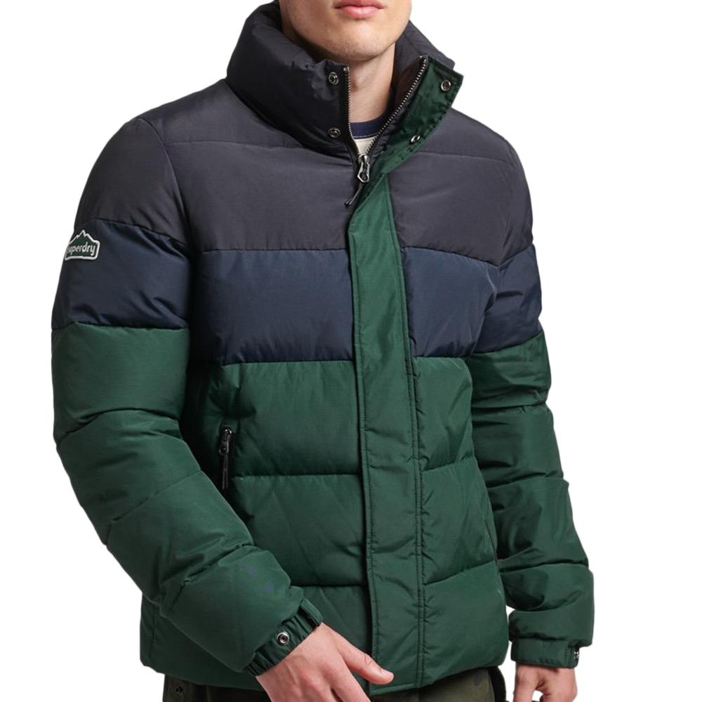 Doudoune Noire/Vert/Marine Homme Superdry Vintage Retro pas cher