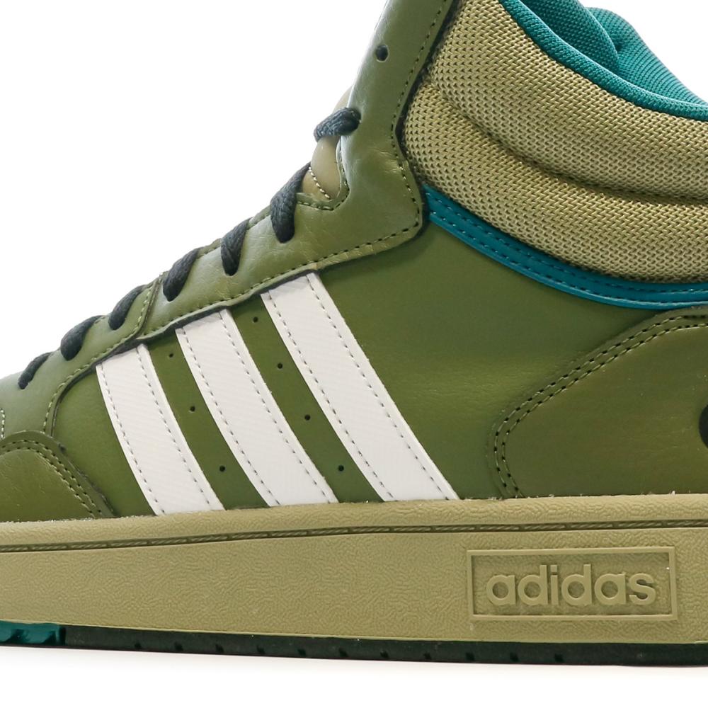 Baskets Verte Homme Adidas Hoops 3.0 Mid vue 7