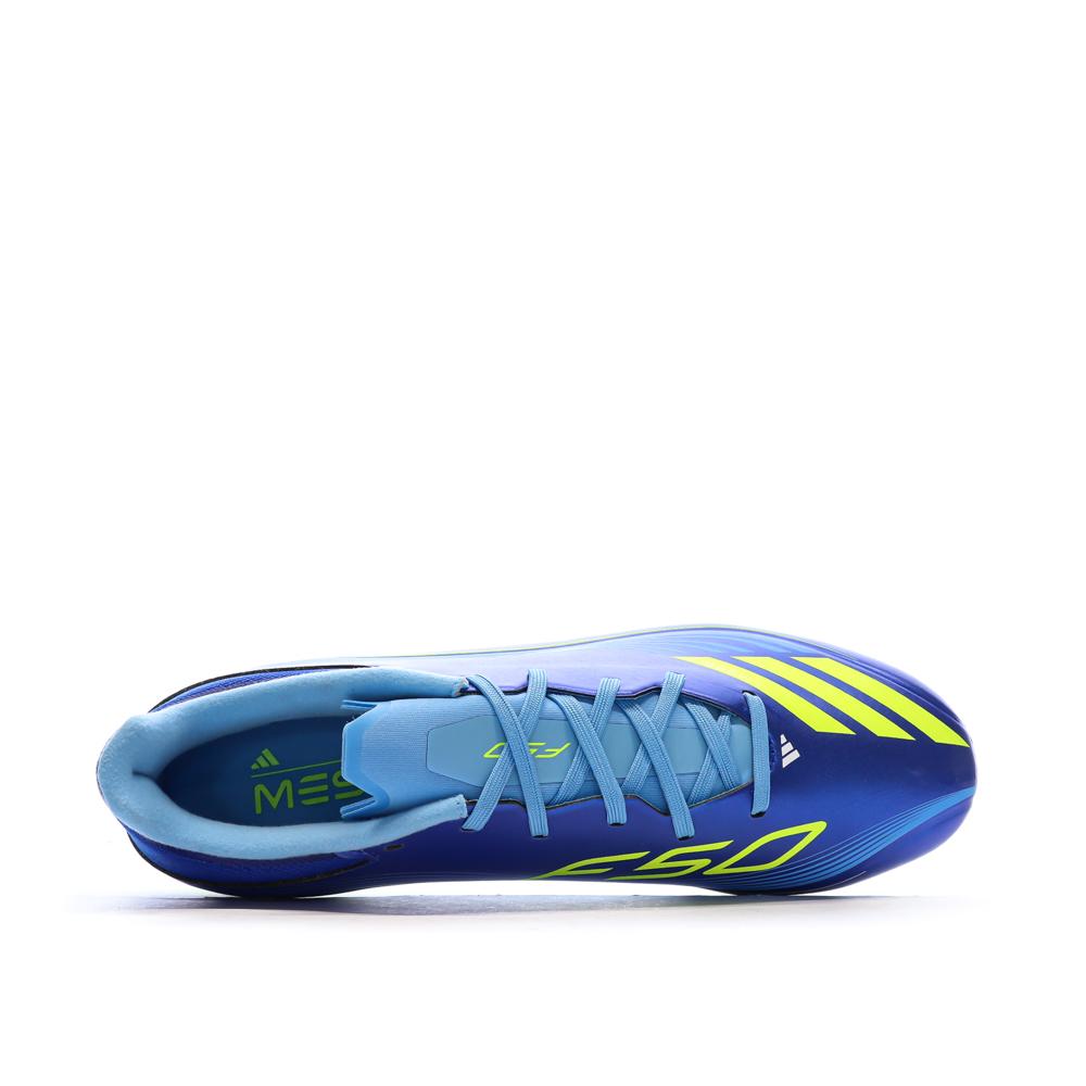 Chaussures de Foot Bleu/Jaune Adidas F50 Messi League FG/MG vue 4