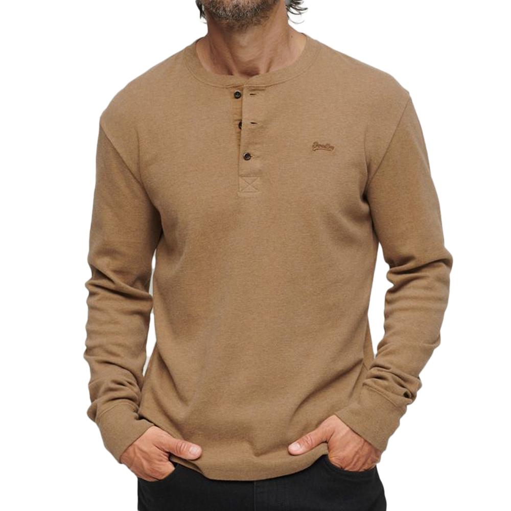 T-shirt Marron Homme Superdry Henley pas cher