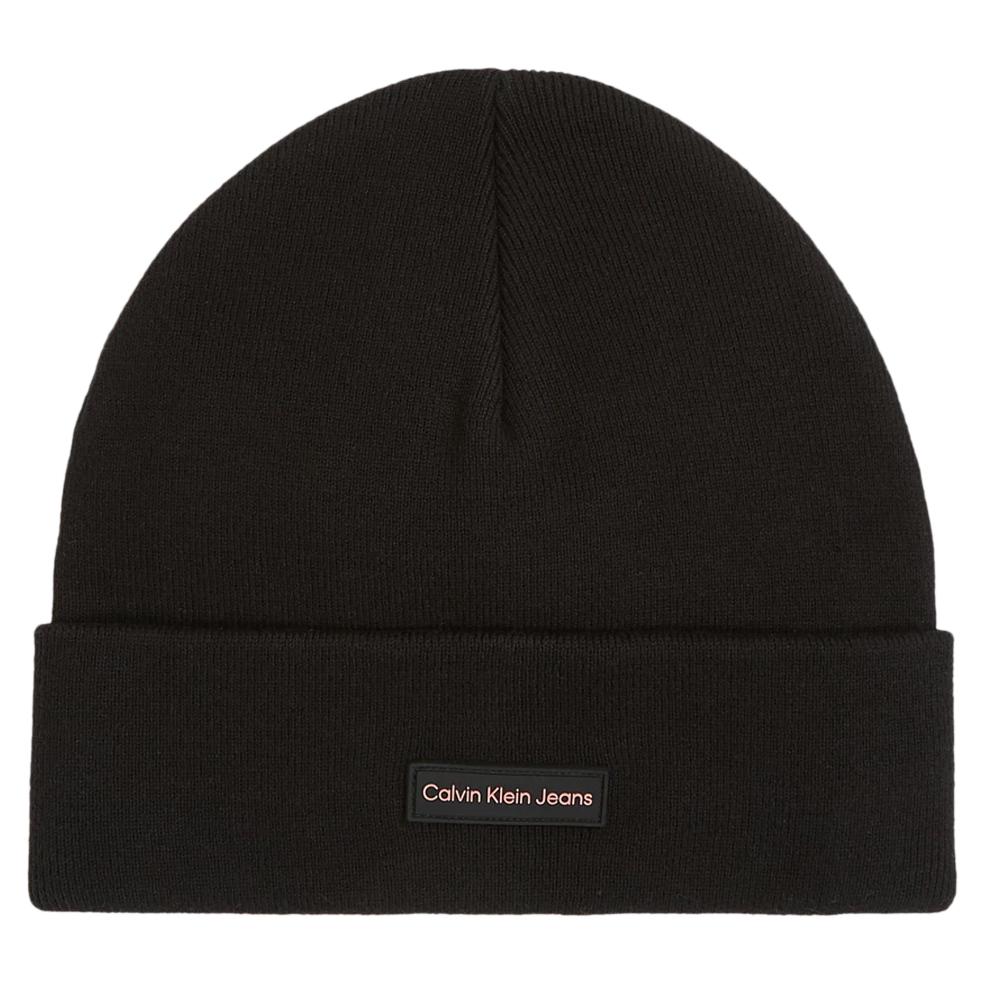 Bonnet Noir Femme Calvin Klein Jeans Patch Beanie pas cher