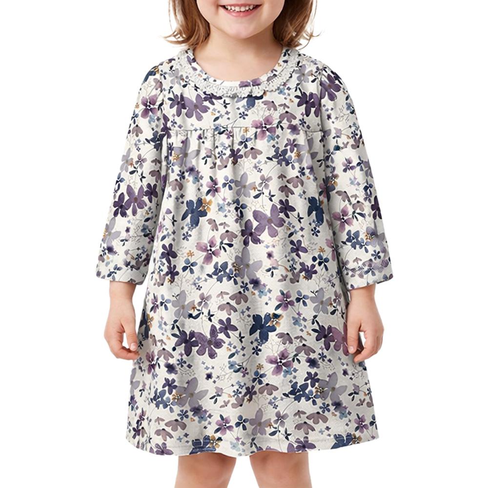 Girl's ecru floral dress Name it Naline affordable