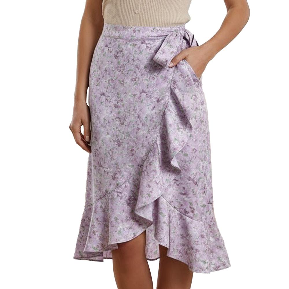 Jupe Violette à fleurs Femme Vero Moda Smilla pas cher