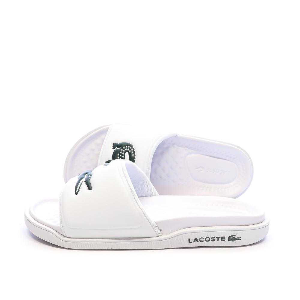 Claquettes Blanches Lacoste Serve Slide Dual pas cher
