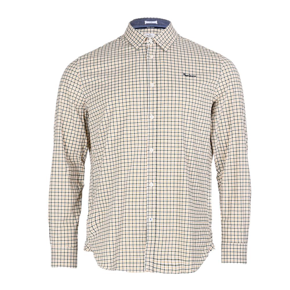 Chemise Blanche/Jaune/Marine à Carreaux Homme Pepe Jeans Fleetwood pas cher