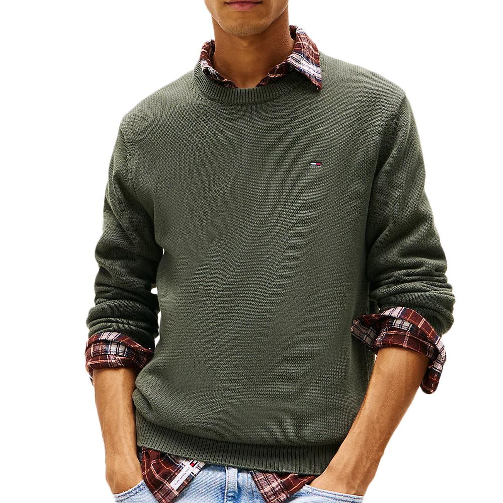 Pull Kaki Homme Tommy Hilfiger Slims pas cher