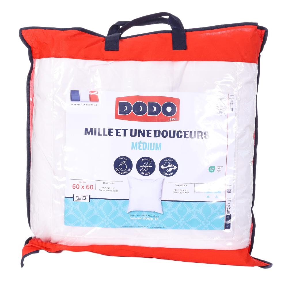 Oreiller Synthétique Blanc Dodo Médium 60x60cm pas cher