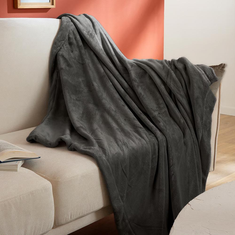 Plaid Gris Dodo Toucher Ultra Doux 130x170 vue 2
