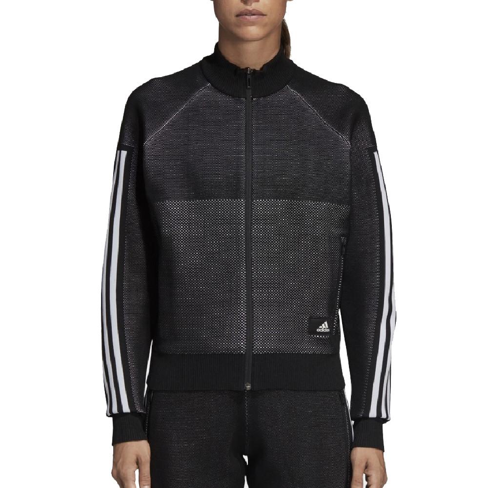 Veste de survêtement noire femme Adidas W Id Knit Trtop pas cher