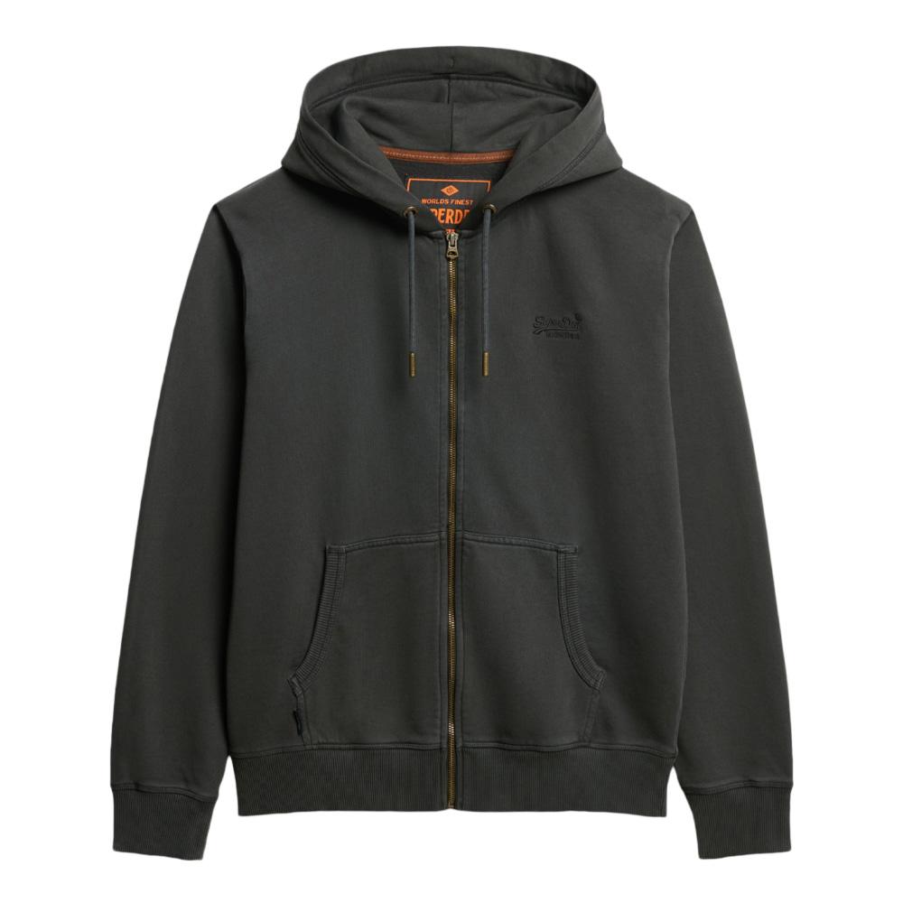 Sweat Zippé Grise Homme Superdry Essential Washed Ziphood vue 2