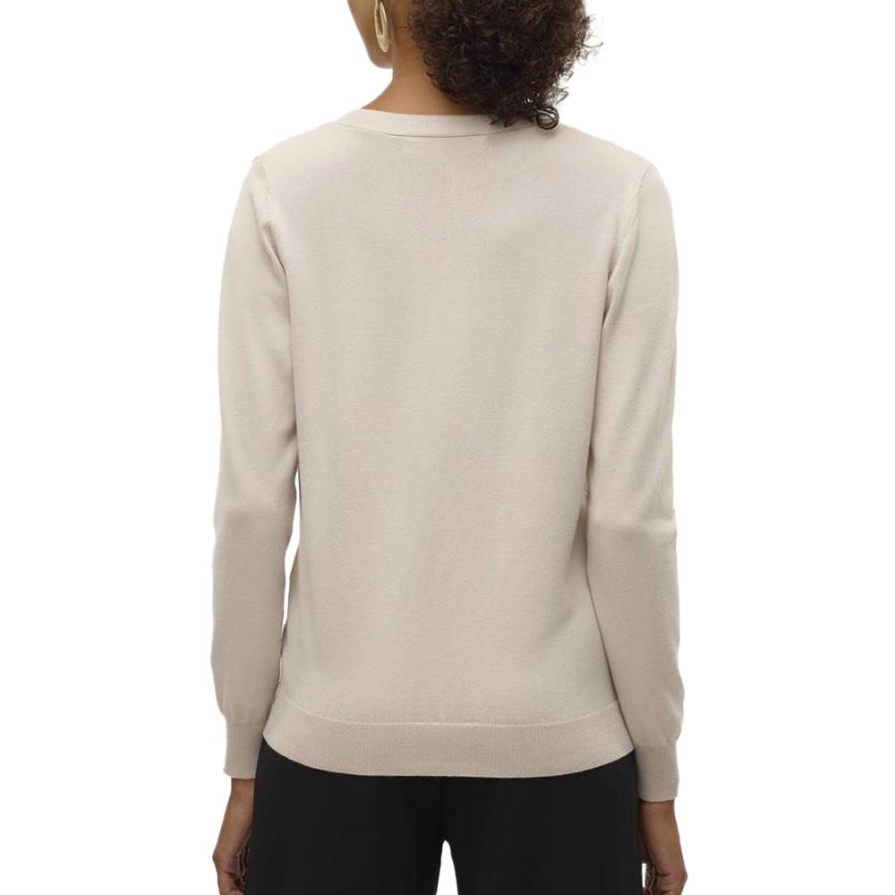 Gilet Beige Femme Vero Moda Silje V-neck Cardigan Moonbeam vue 2