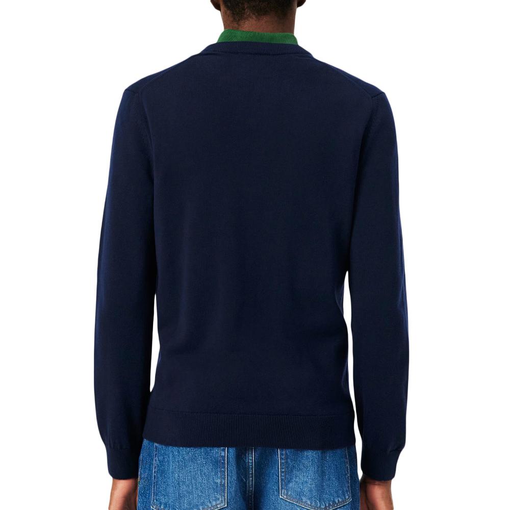 Pull Col V Marine Homme Lacoste vue 2