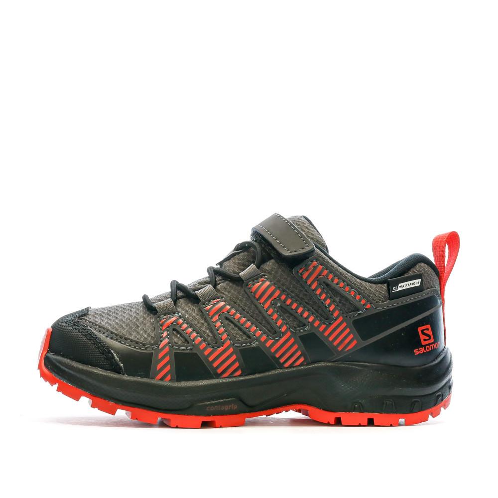 Baskets Grise/Rouge Garçon Salomon Xa Pro V8 pas cher