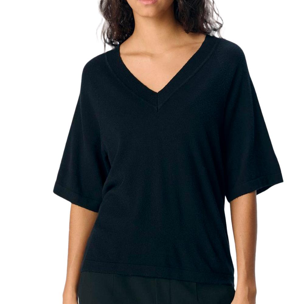Pull 3/4 Noir Femme Object Neck Knit pas cher