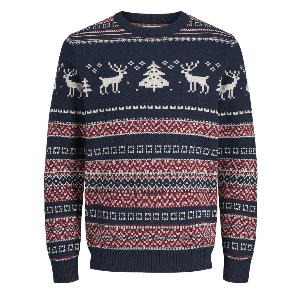 Pull de Noël Marine Homme Jack & Jones Jjxmas Snowball Knit vue 3