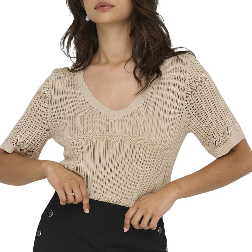 T-Shirt en Maille Beige Femme JDY Pullover pas cher