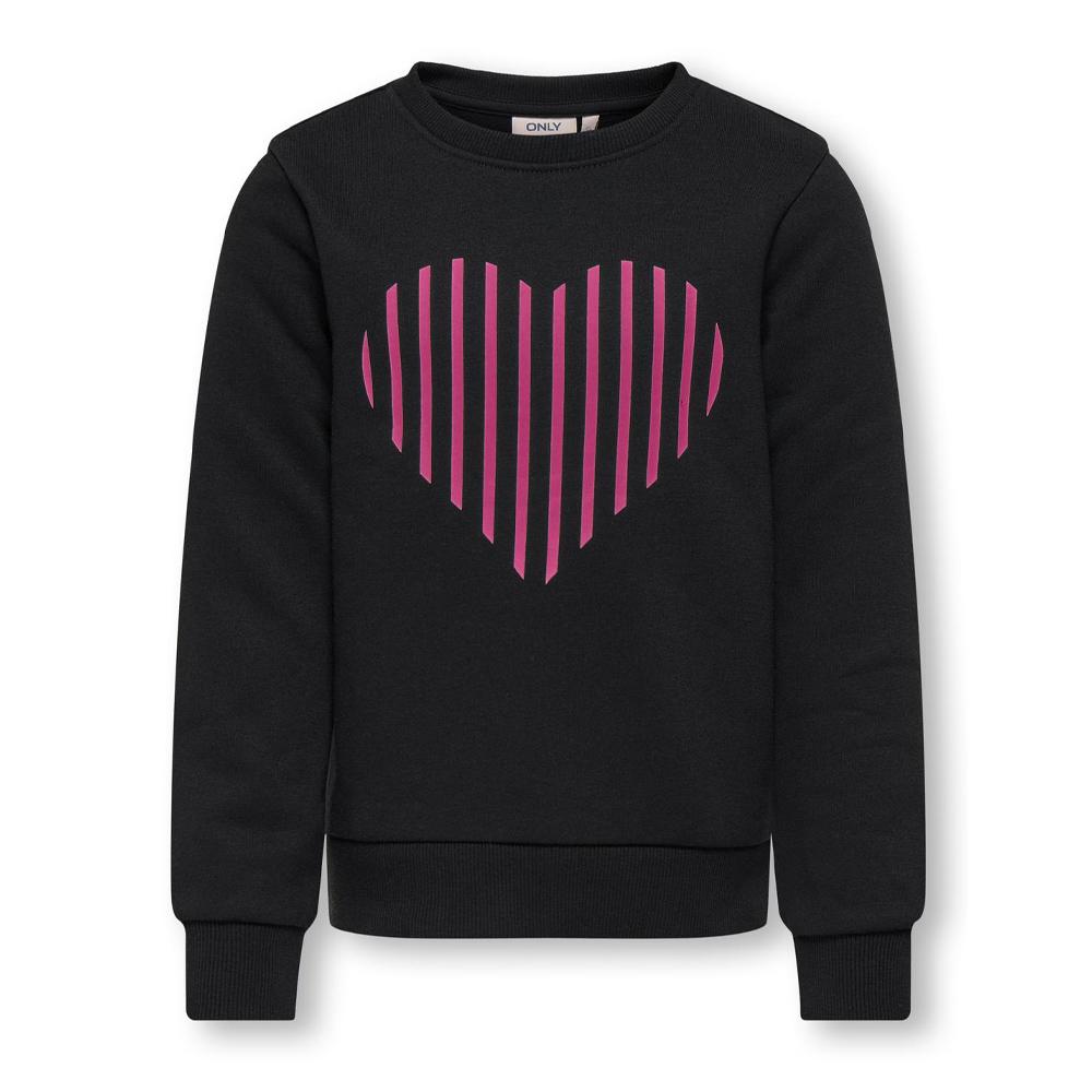 Sweat Noir/Rose Fille Kids ONLY Koglina Heart pas cher