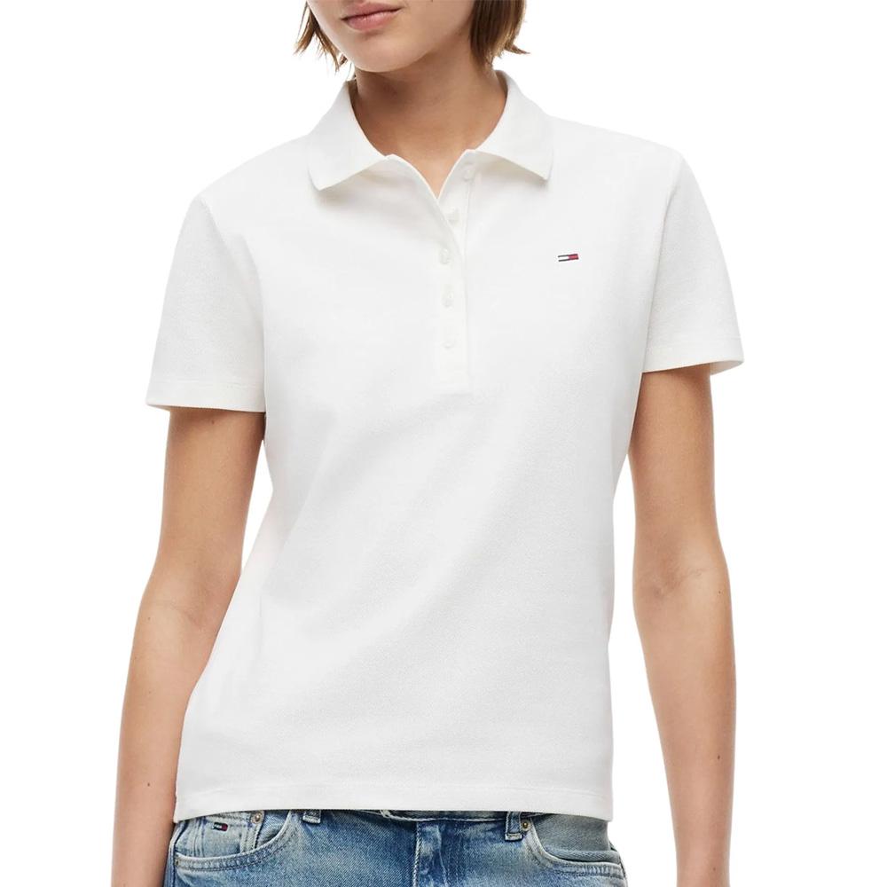 Polo Blanc Femme Tommy Hilfiger Slim Essential pas cher
